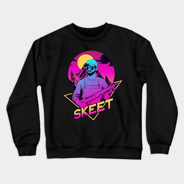 Clay Pigeon Trap Skeet Shooting Retro Design Gifts Crewneck Sweatshirt by GrafiqueDynasty